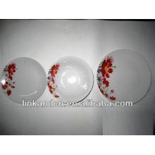 Haonai fabricación 12pcs placa de cena de cerámica de bloom rojo establece